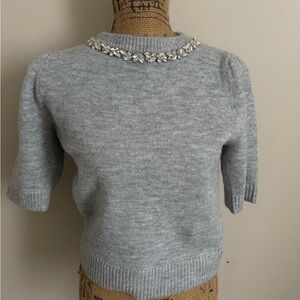 MARBLE Gray Sweater with Crystal Embellishment